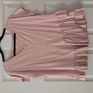 Sundance Assymetric Raw Hem Ruffle T-shirt Pink